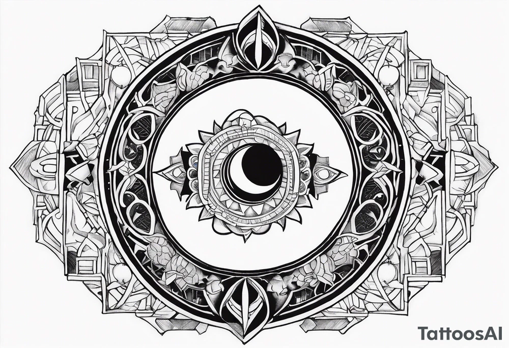 sternum tattoo for a woman
Mesoamerican themes like the sun and moon 
Ouroboros snake wrapped around an Orphic egg inside of a mirror tattoo idea