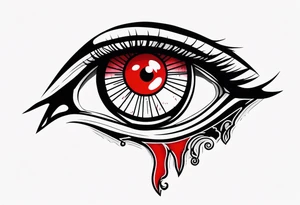 Bleeding tone red eye tear sleeve tattoo design tattoo idea