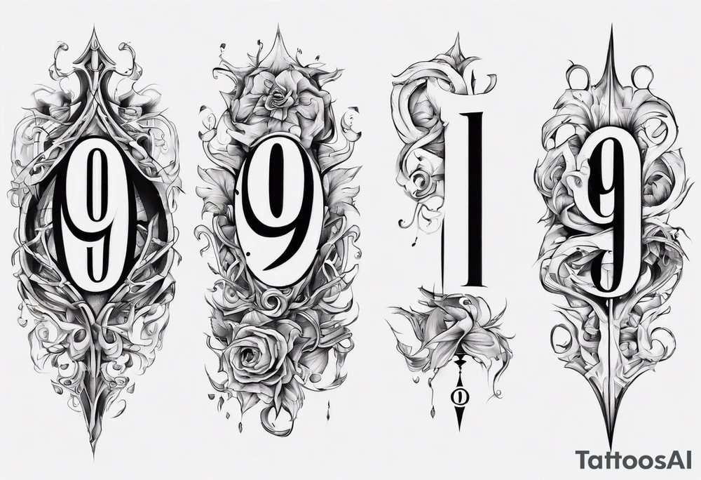 number 9 upside down and right side up connected in the middle. Tall and thin tattoo idea number 9 upside down and right side up connected in the middle. Tall and thin tattoo idea