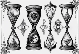 an hourglass with filagree tattoo idea