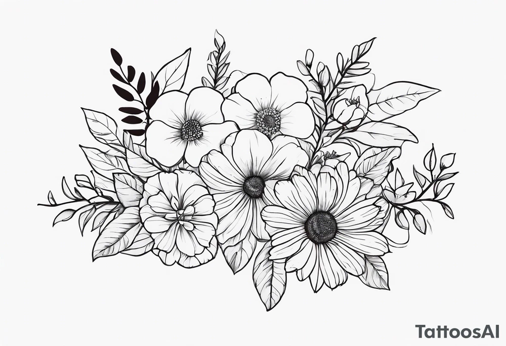 Really long stew with some flowers and leaves on it tattoo idea