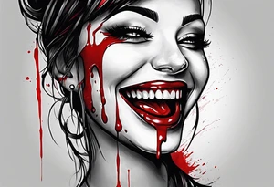Smile face with blood on it.  Words say it's all a joke tattoo idea