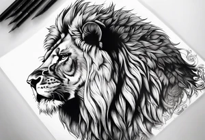 powerful majestic lion, close-up tattoo idea