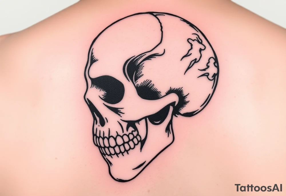 left side of a skull with 'The Last Of Us' fungus out of its eyes and mouth tattoo idea