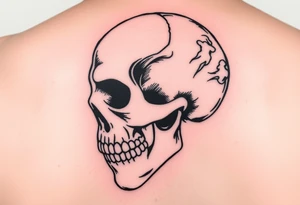 left side of a skull with 'The Last Of Us' fungus out of its eyes and mouth tattoo idea