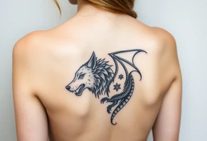 Wolf and dragon tattoo idea