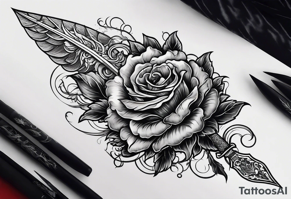 Black with a dagger tail. In the clouds with lightning. tattoo idea