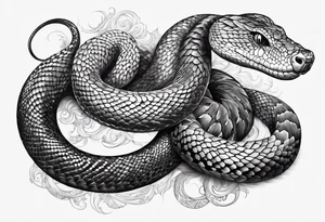 The snake Jogurmund that goes around my leg the whole length, and the head eats the tail tattoo idea