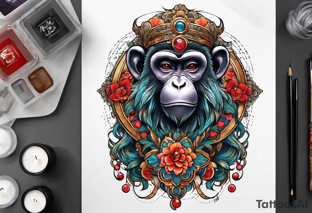 zodiac monkey with full body tattoo idea