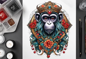 zodiac monkey with full body tattoo idea