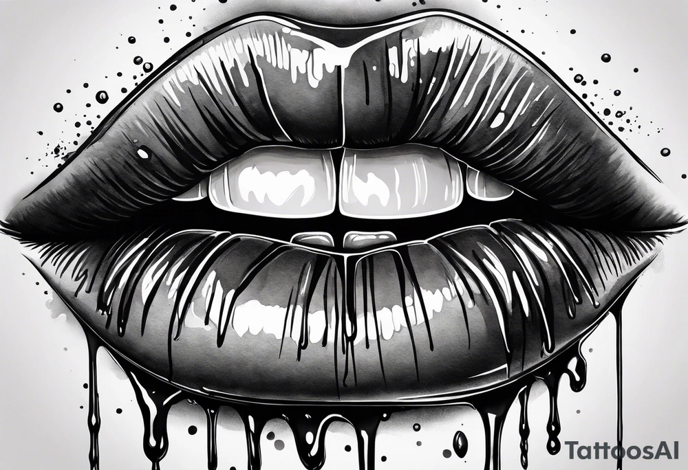 lips dripping wet tattoo idea