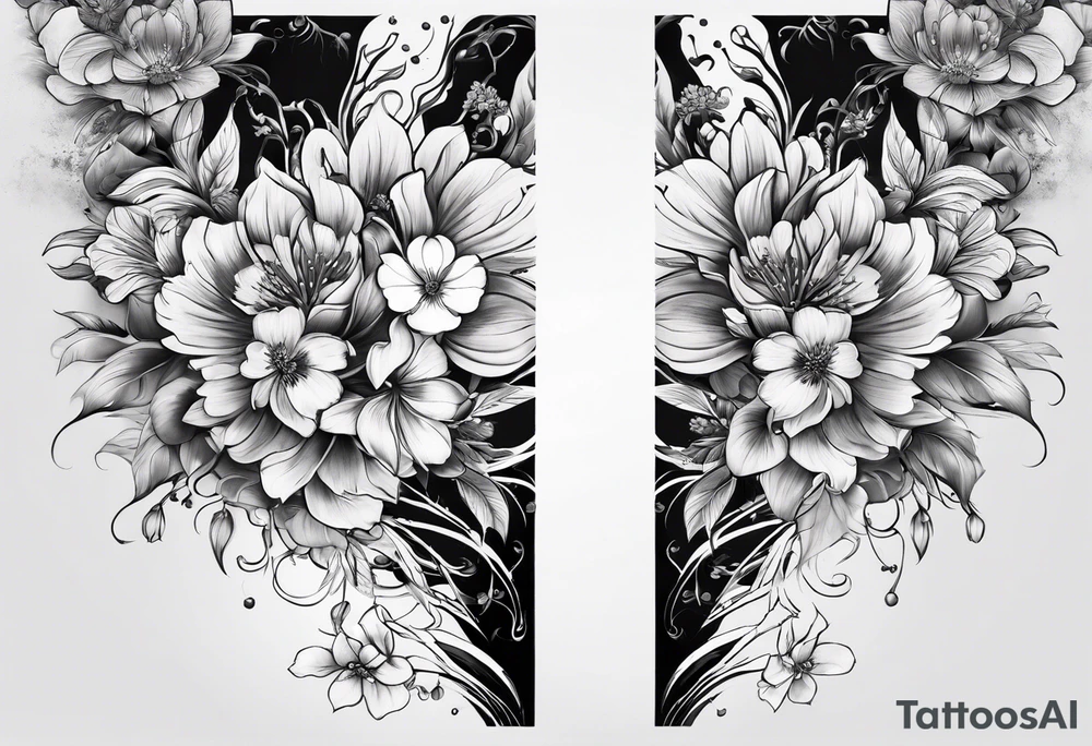 Full sleeve design with japanese blossoms tattoo idea