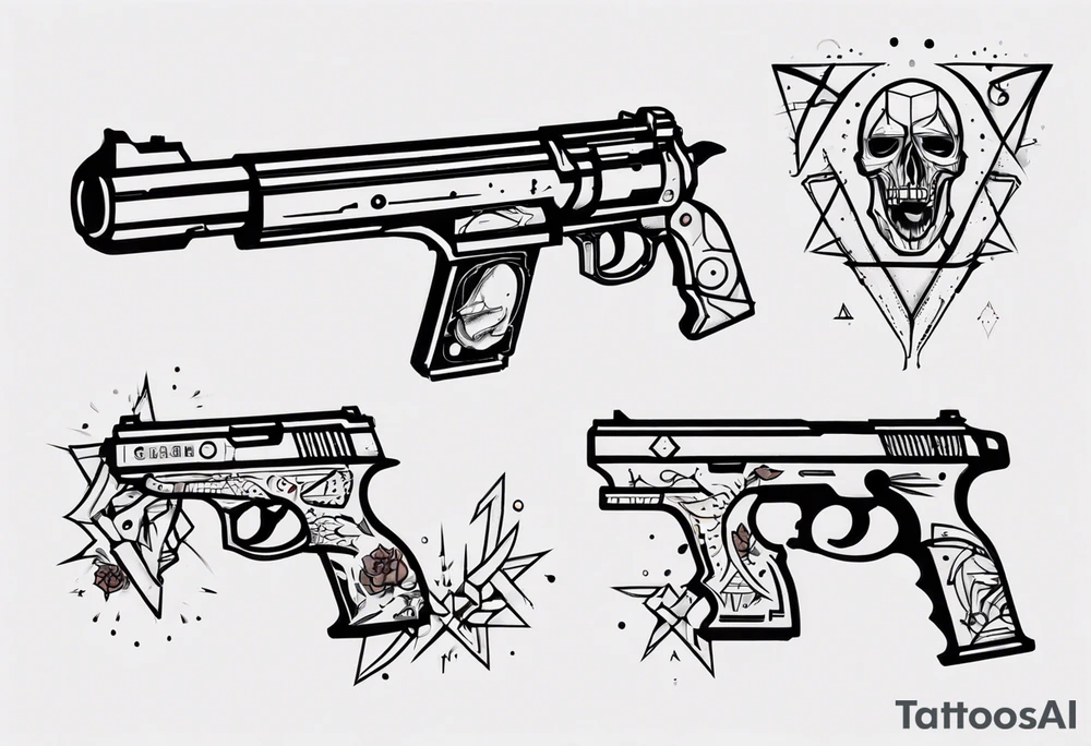 gun with blood tattoo idea