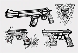gun with blood tattoo idea