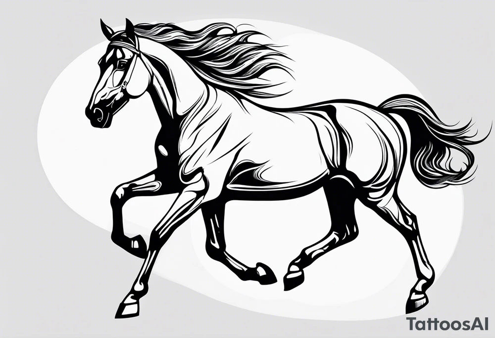 Horse drawn using simple lines tattoo idea