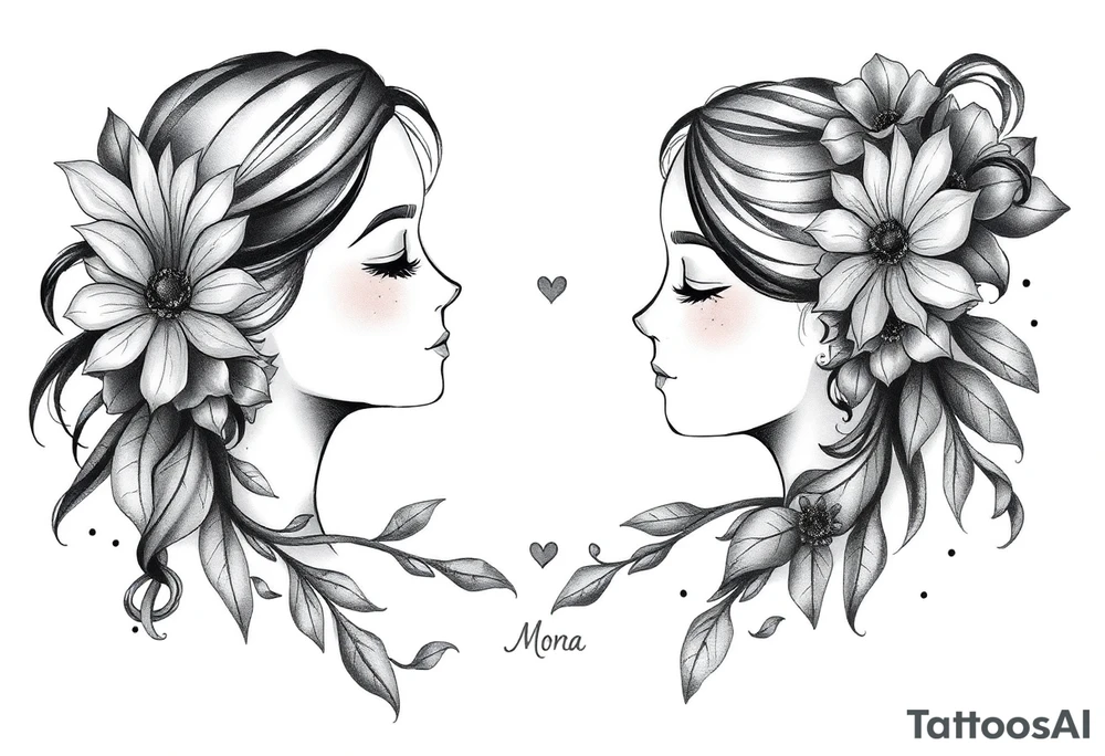 Mother two daughters matching tattoo idea