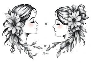 Mother two daughters matching tattoo idea