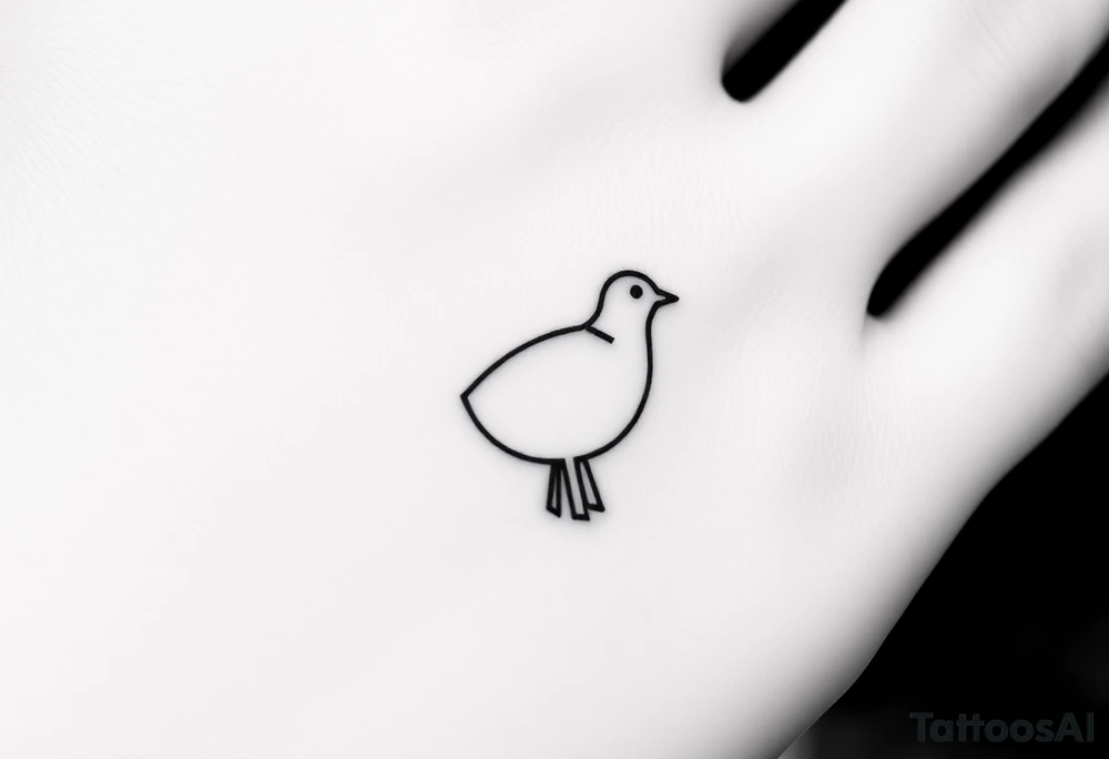 A minimalistic outline of a collared dove, with geometric lines forming its shape in muted gray and white, offering a clean and modern look tattoo idea