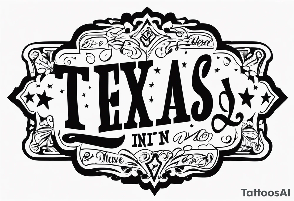 Texas Made in Tag letters tattoo idea