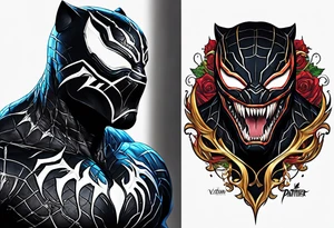 venom symbiote  merged with the black panther tattoo idea