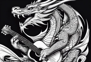 Dragon playing guitar tattoo idea