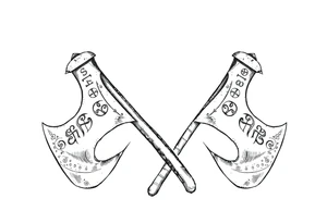 Viking broad axes
on both shoulders with detailed rune engravings tattoo idea