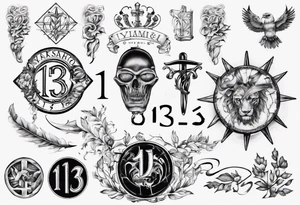 swedish theme with number 13 in roman numerals tattoo idea