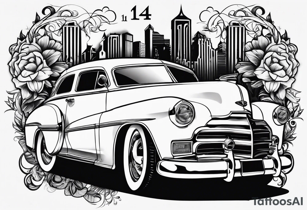 Number 14 in a gangster font tattoo idea