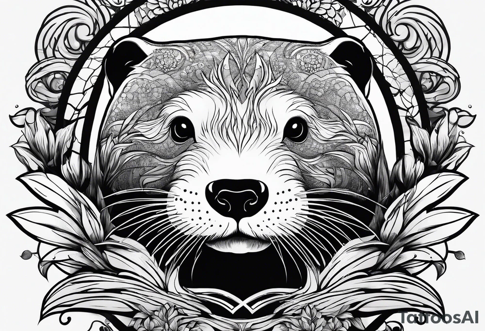 Otter swimming tattoo idea