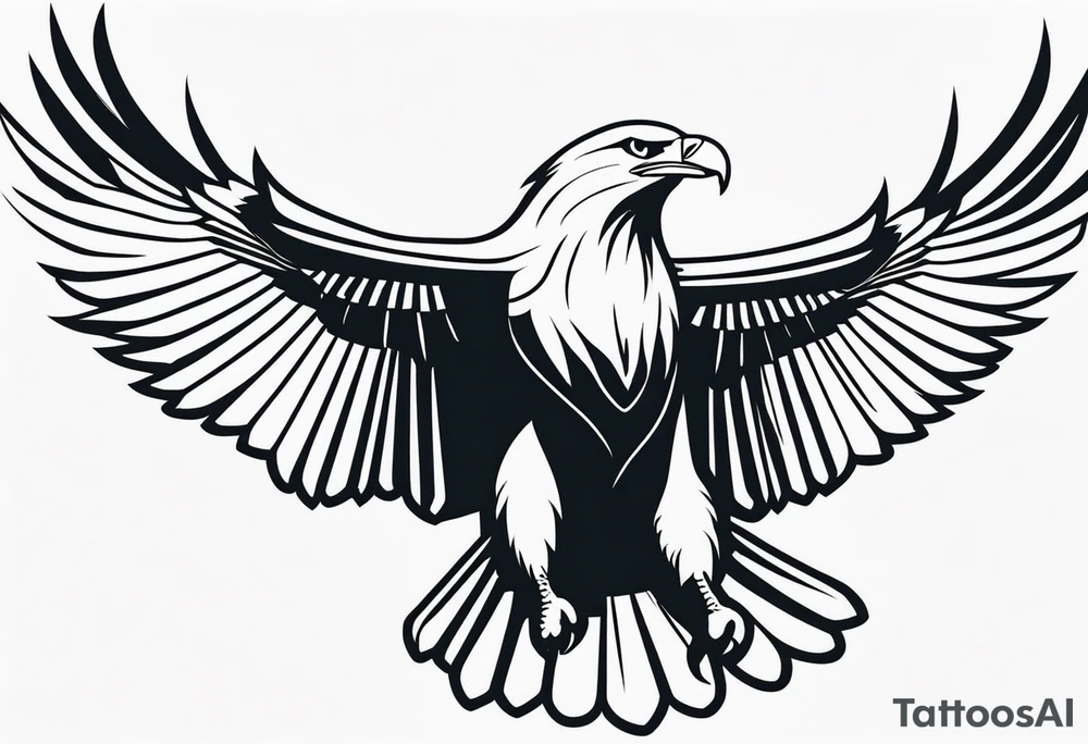 bald eagle with its wings spread, very simple line design, even less detail tattoo idea