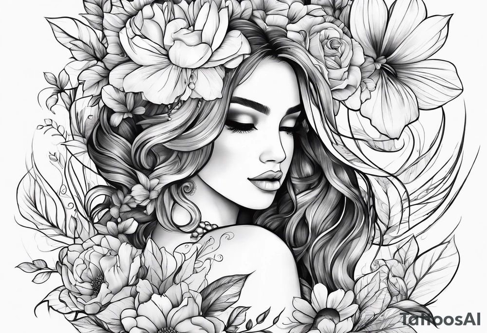 "Love yourself first"  with flowers tattoo idea