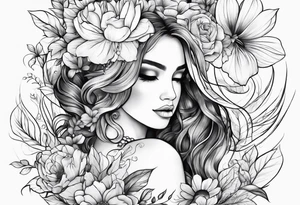 "Love yourself first"  with flowers tattoo idea