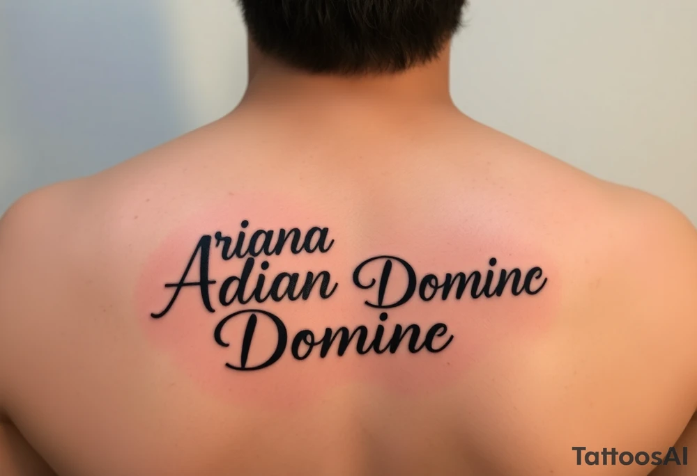 My kids names- Ariana Adrian Dominic in gangster script calligraphy tattoo idea
