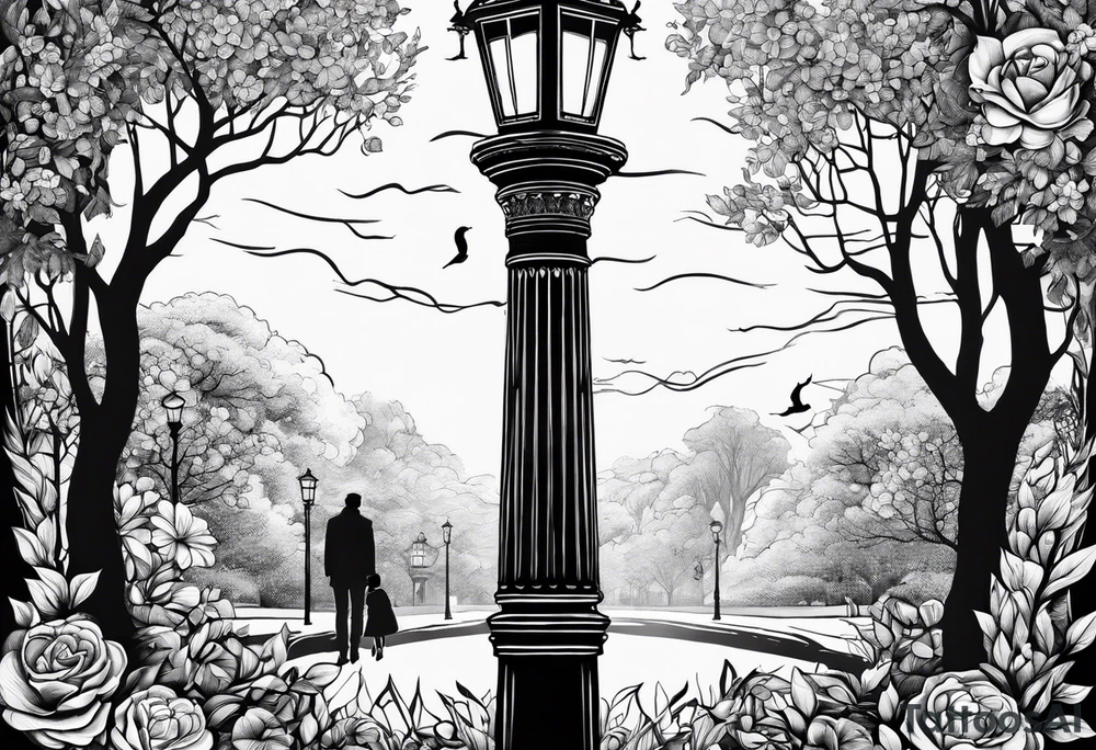 Single 
Chronicles of Narnia lamp post with Lucy tattoo idea