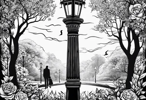 Single 
Chronicles of Narnia lamp post with Lucy tattoo idea