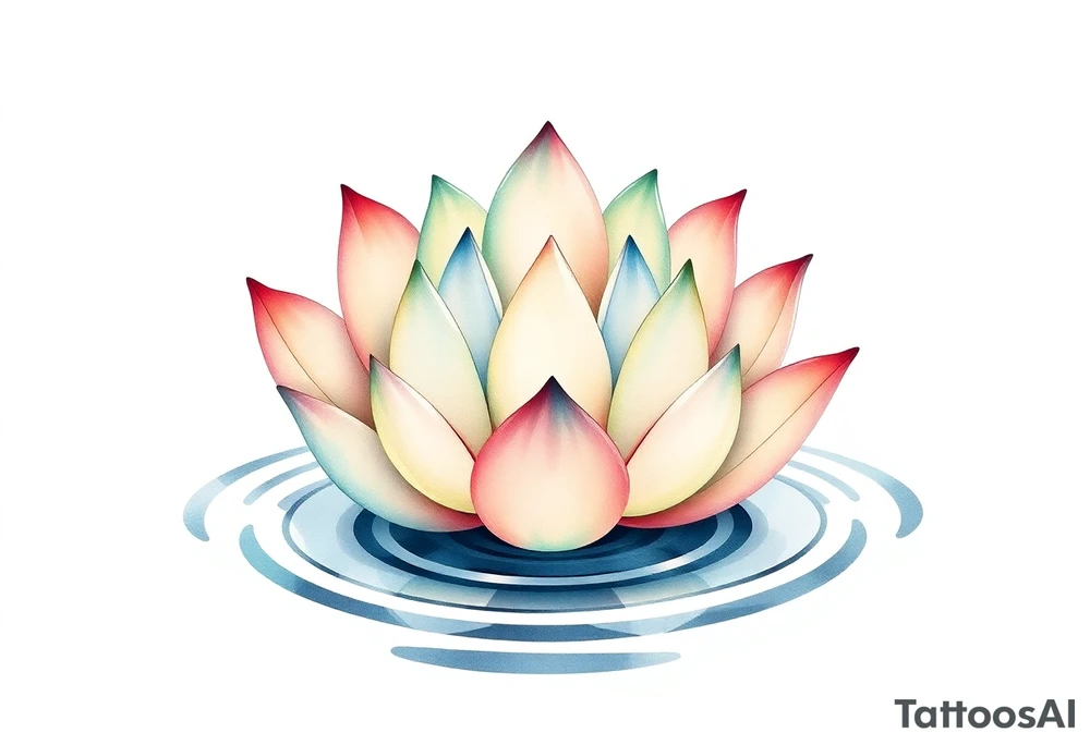 serene lotus flower emerging from sacred waters with ripples tattoo idea