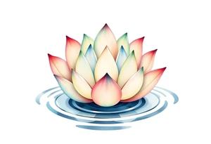serene lotus flower emerging from sacred waters with ripples tattoo idea