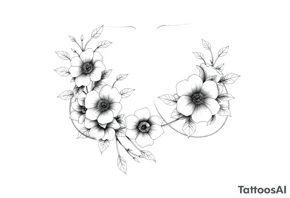 Chest sternum under boob floral tattoo tattoo idea