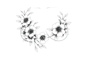 Chest sternum under boob floral tattoo tattoo idea