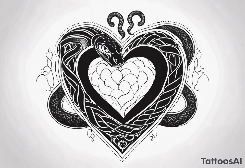 a snake who has swallowed a heart tattoo idea