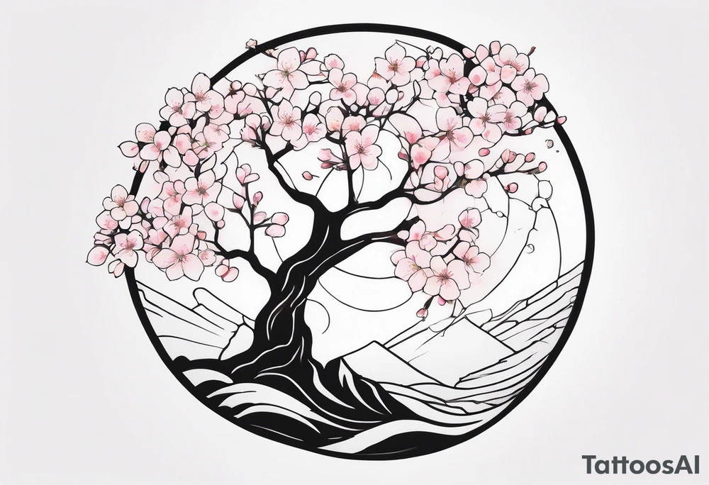 Mother Earth with cherry blossoms tattoo idea