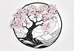 Mother Earth with cherry blossoms tattoo idea