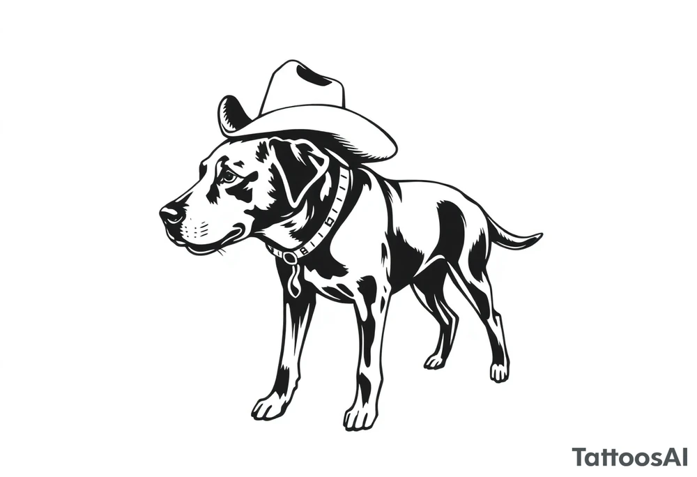 Black Labrador cowboy tattoo idea