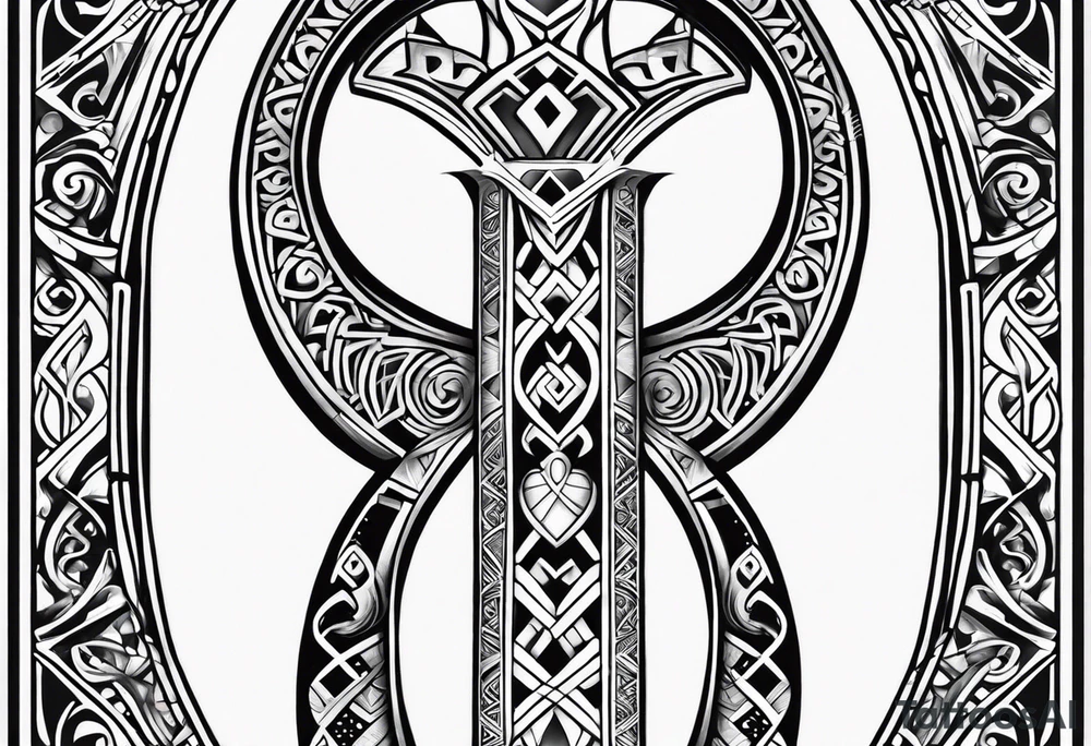 ankh mixed maori for whole arm tattoo idea