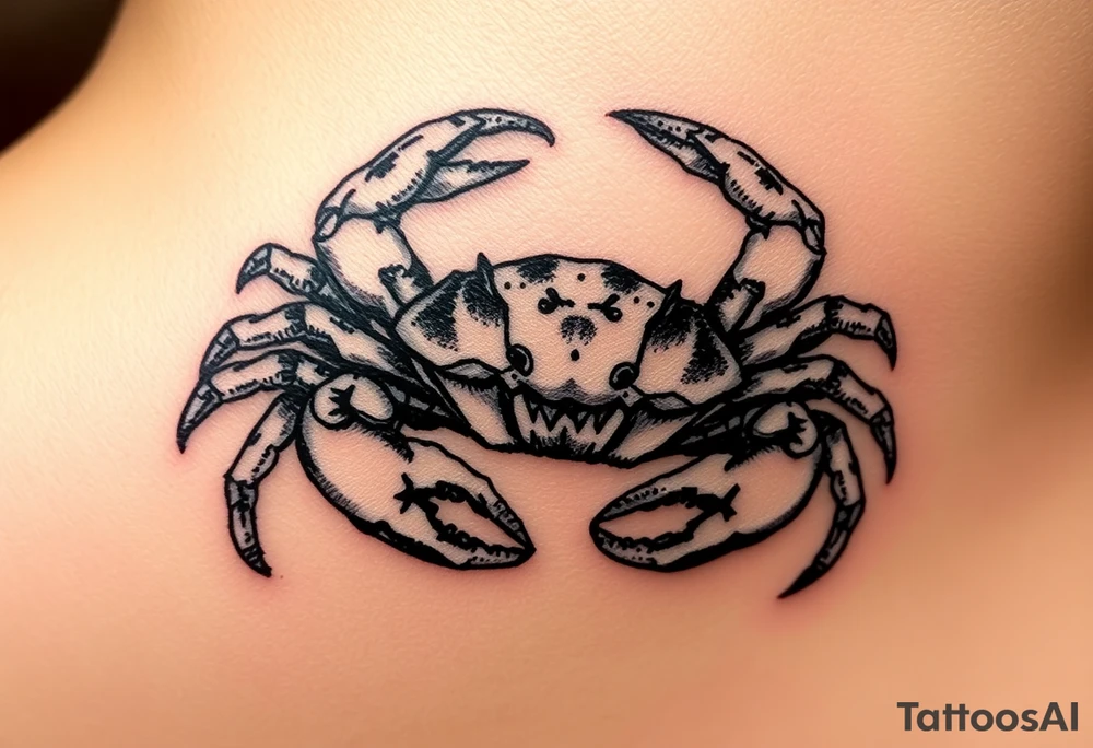 powerful majestic but vicious crab ready to defend or attack proudly showing off that a crab is the sign of a cancer tattoo idea
