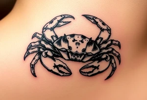 powerful majestic but vicious crab ready to defend or attack proudly showing off that a crab is the sign of a cancer tattoo idea