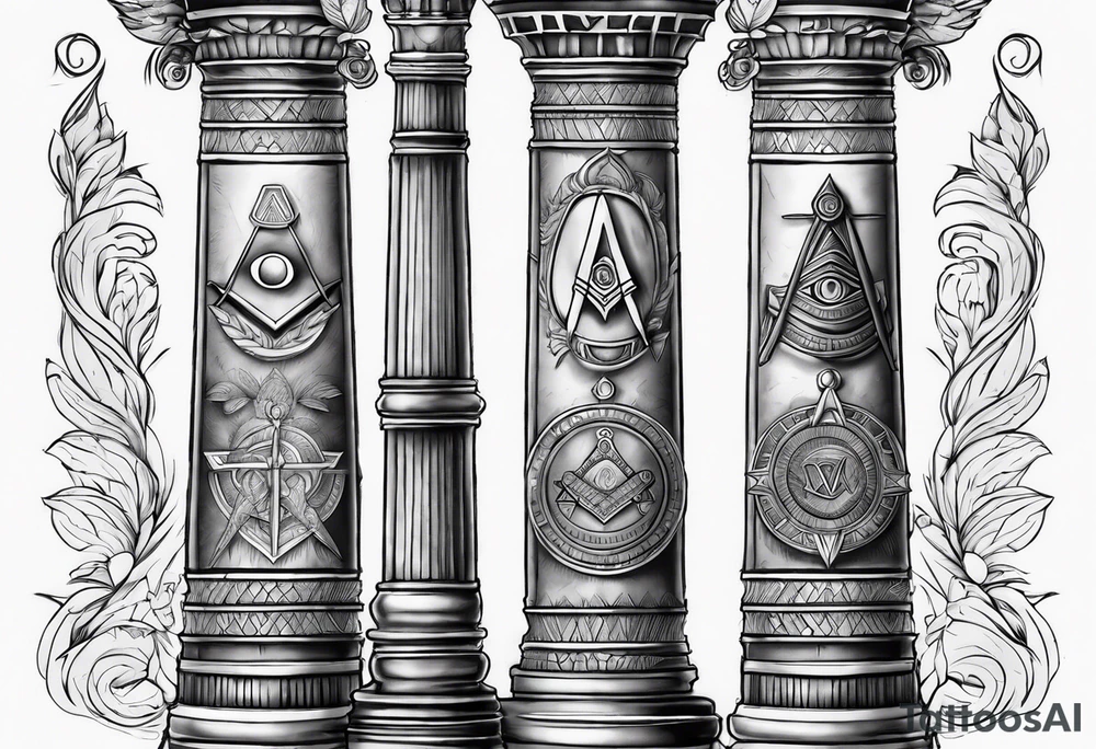 Jachin and boaz pillars masonic tattoo idea