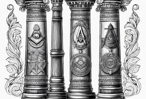 Jachin and boaz pillars masonic tattoo idea
