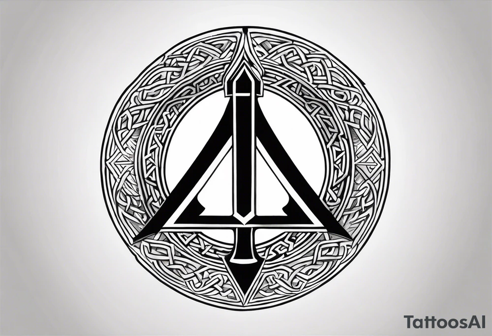 Valhalla valknut round 
shield axe sword tattoo idea