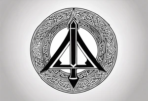 Valhalla valknut round 
shield axe sword tattoo idea